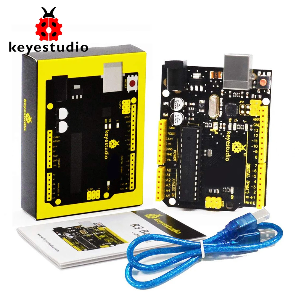 Keyestudio UNO R3 ATmega328P макетная плата+ usb-кабель, совместимый с Arduino UNO R3