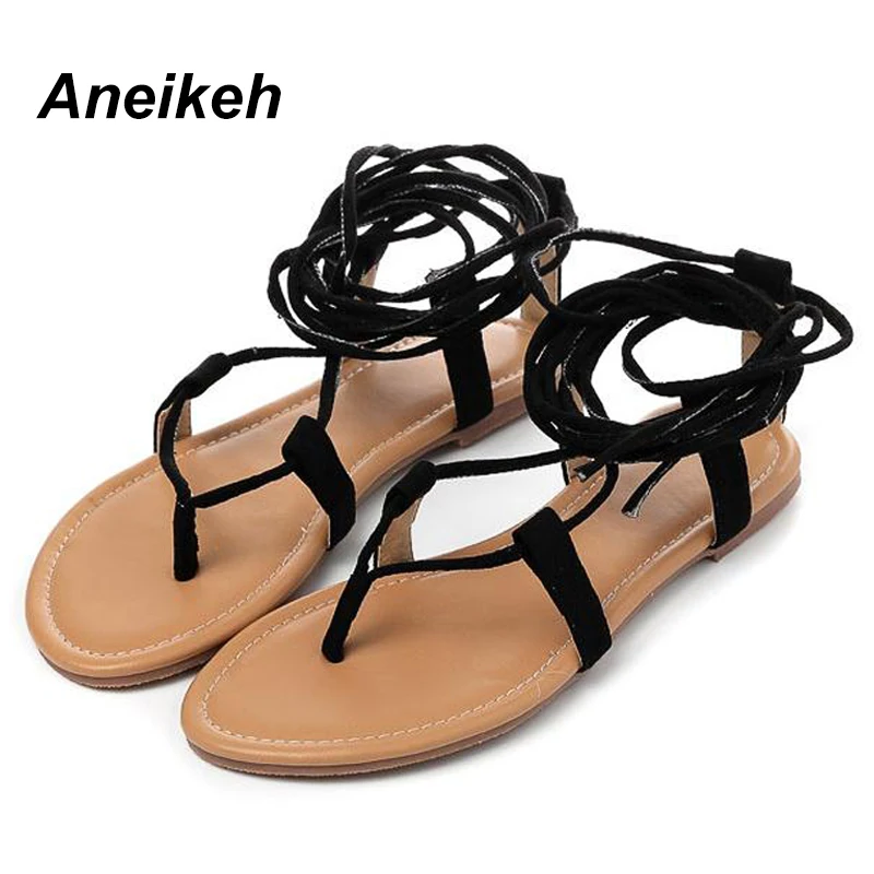 

Aneikeh Multiple Cross Strap Tall Knee High Summer Roman Sandals Bondage Thong Nubuck Flock Leather Sandals Apricot Brown 803-2#