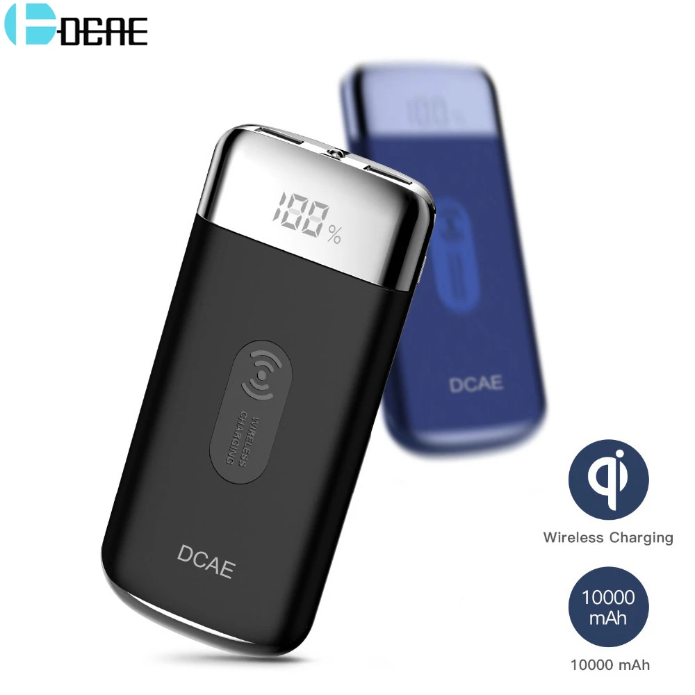 DCAE Беспроводное зарядное устройство 10000Amh Портативный 2 USB внешний аккумулятор
