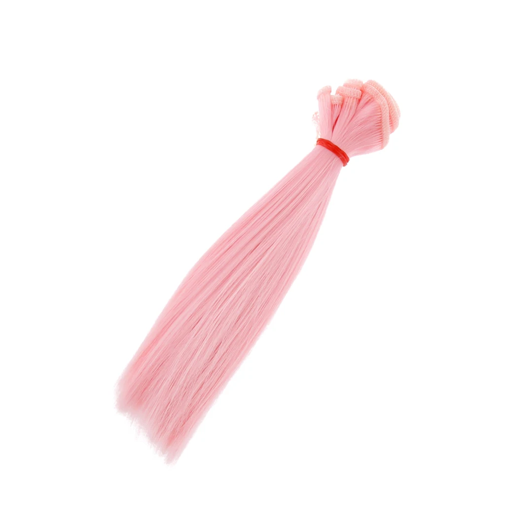 15x100cm Pink Wig Straight Hair for 1/3 1/4 1/6 BJD Doll DIY Girl Dolls Making and Repair Supplies