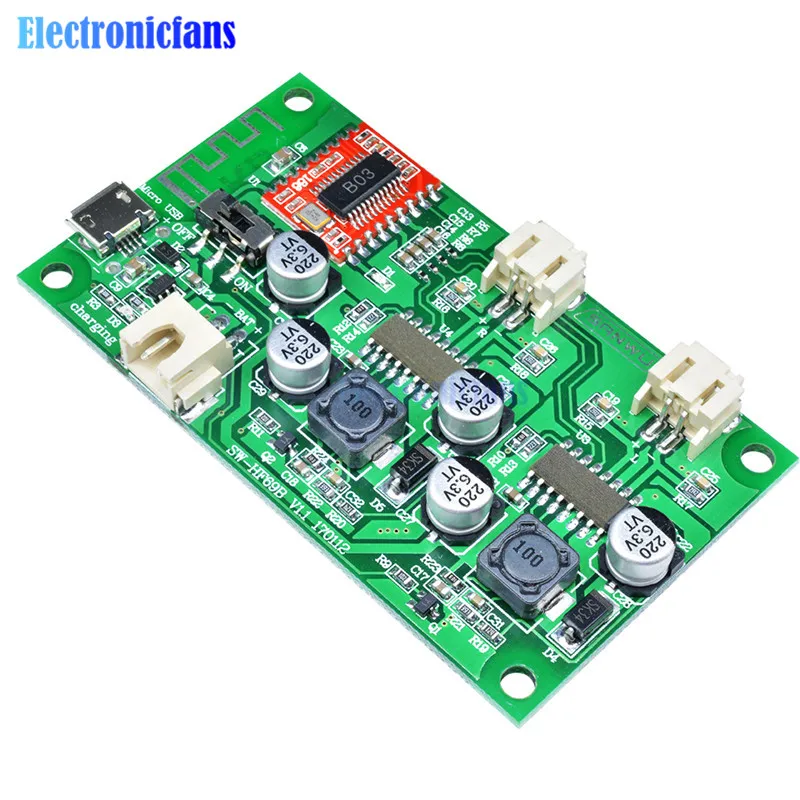 DC 5V 6W + 2X6W 2*6W 2 канала стерео Bluetooth усилитель плата литиевая батарея питание для