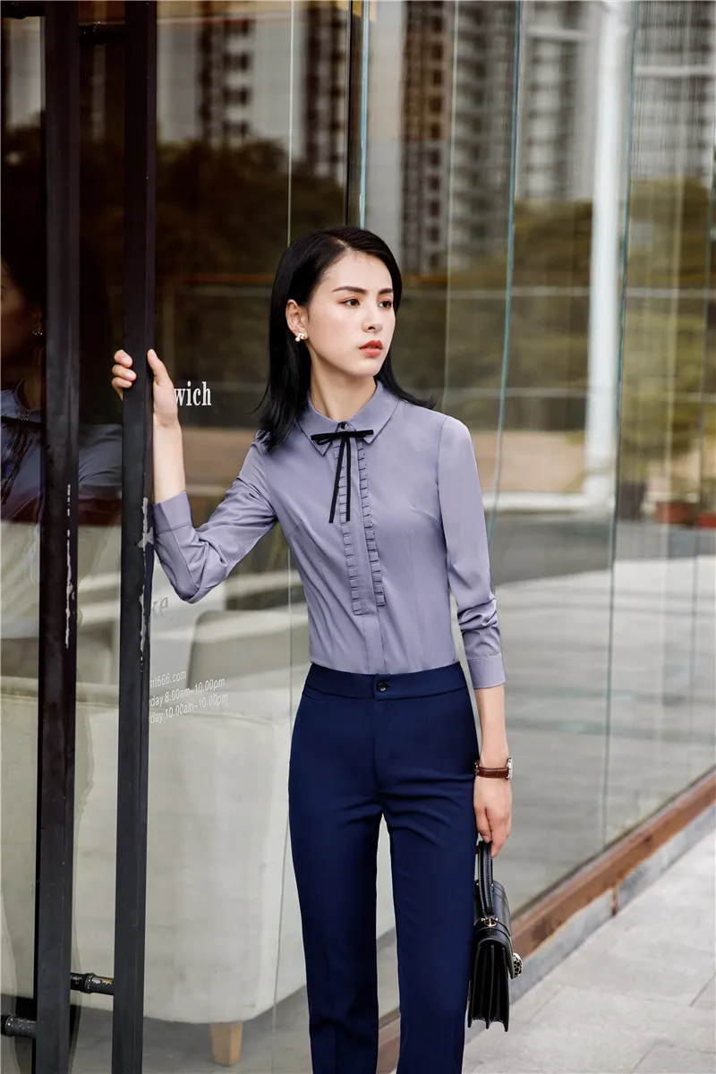 business pantsuit with blouse
