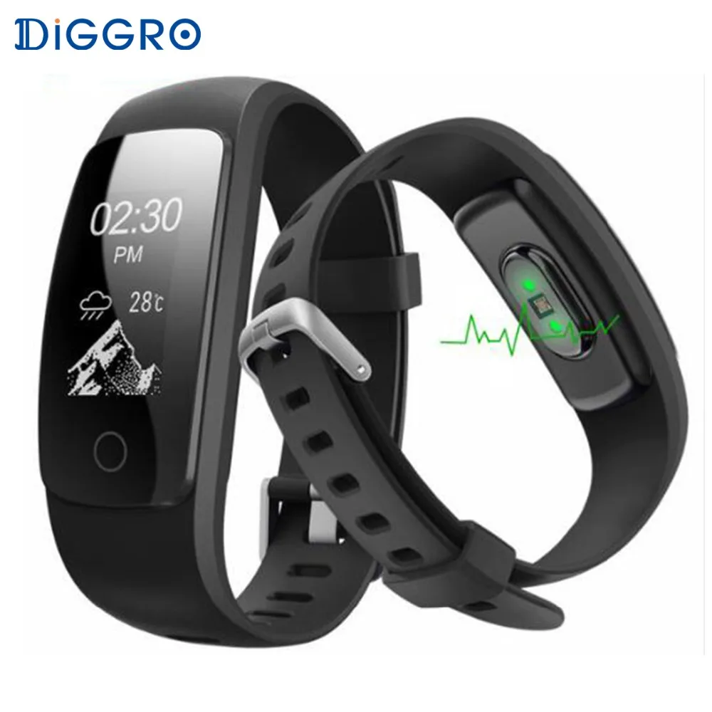 Diggro ID107 Plus HR Smart Bracelet Bluetoo Heart Rate Monitor Message