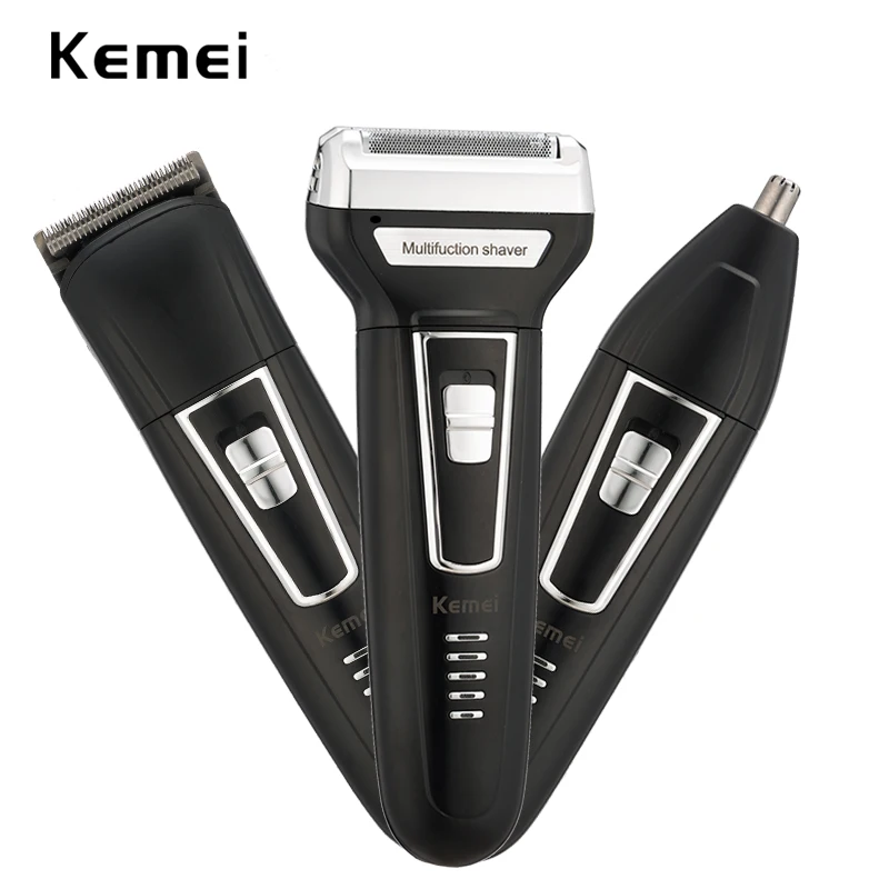 Kemei 3 In 1 Electric Shaver Men Shaving Machine Floating Electric Razor Clipper Nose Hair