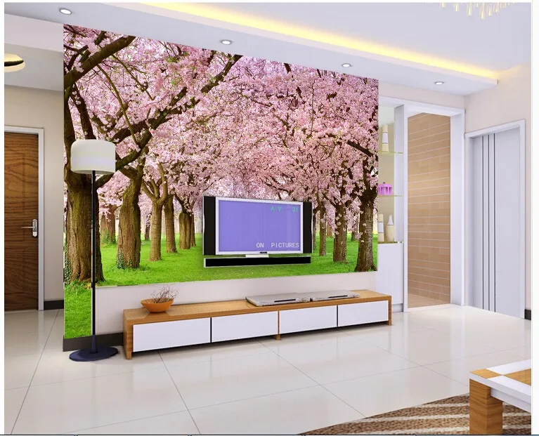 Пользовательские вишневые деревья большой Мураль Настенные обои для спальни гостиной ТВ задний план стены украшения дома обои