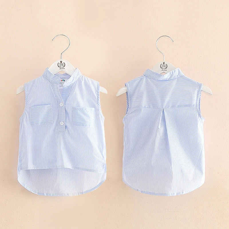21 Hot Summer New Design 2 10 Years Birthday Gift Sweet Cute Blouse Stand Collar Sleeveless Baby Kids Girls Striped Shirt Blouses Shirts Aliexpress