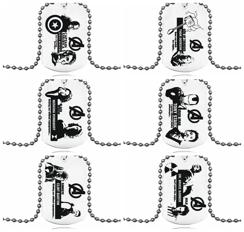 Хит, ожерелье из фильма «Мстители: война бесконечности», супергерой, Железный человек, Черная Вдова, Халк, Тор, Капитан Америка, собачья бирка, ожерелье с подвеской