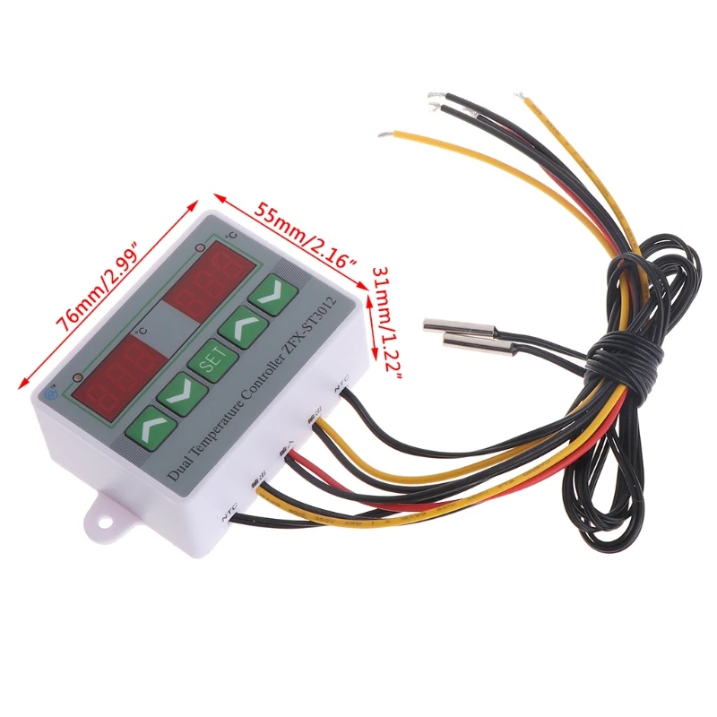 220 в 12 В 24 в цифровой двойной регулятор температуры термостат инкубатор двойной зонд