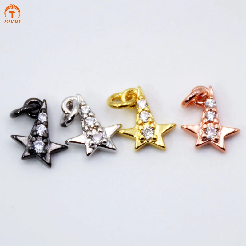 

ASA&TESS tiny star Pave CZ Zircon Pendant charm 1 loop charms for choker Necklace Earring Bracelet DIY Jewelry Accessory