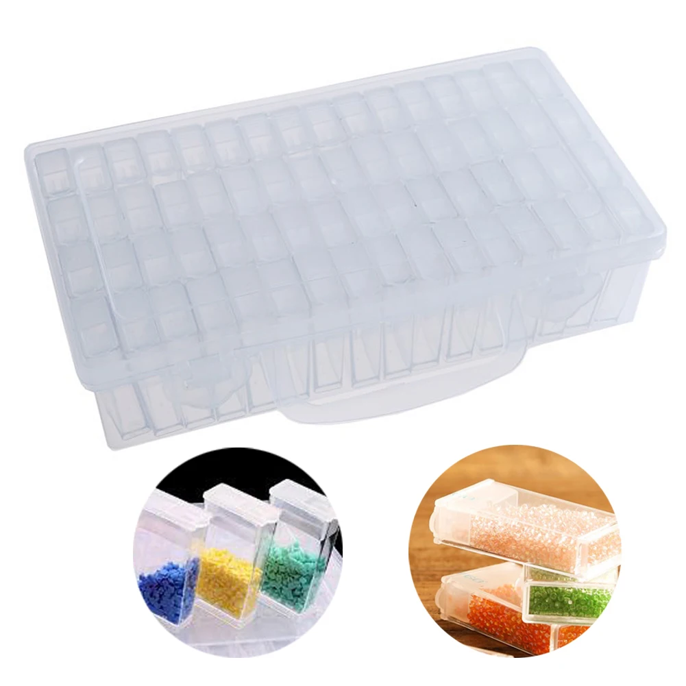 

Glass Beads Receiving Box Grid Storage Boxes Jewelry Container Case Transparent Plastic Storage Box