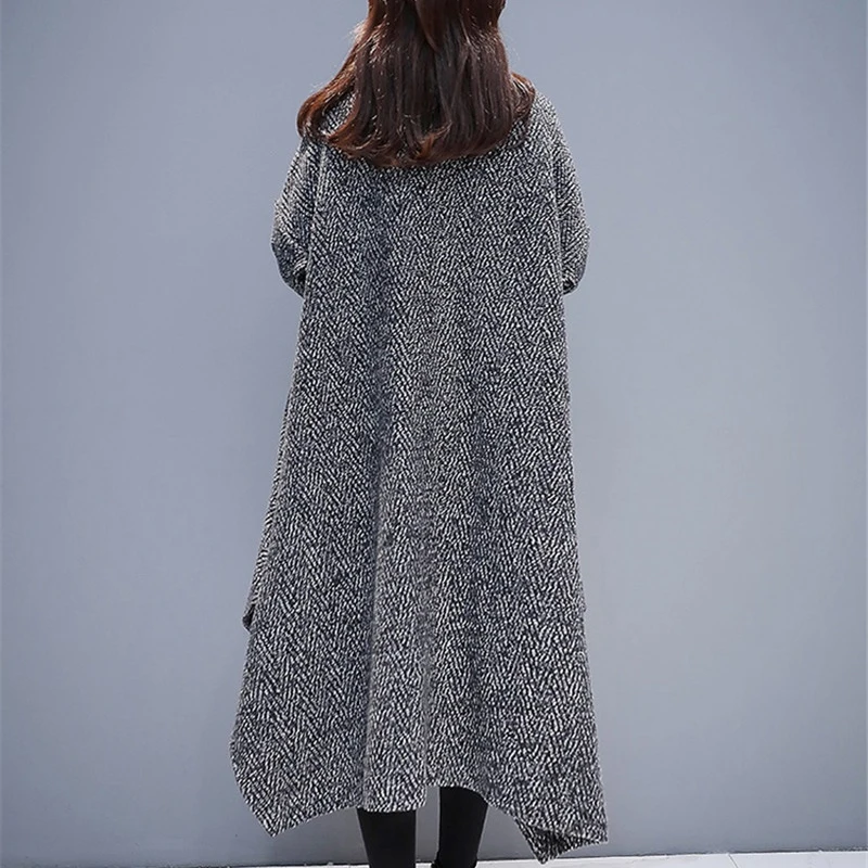 Модное шерстяное Женское пальто, весенне-осенний плащ, пальто для женщин, большой размер, стоячий воротник, длинный рукав, длинный плащ, куртки A2625