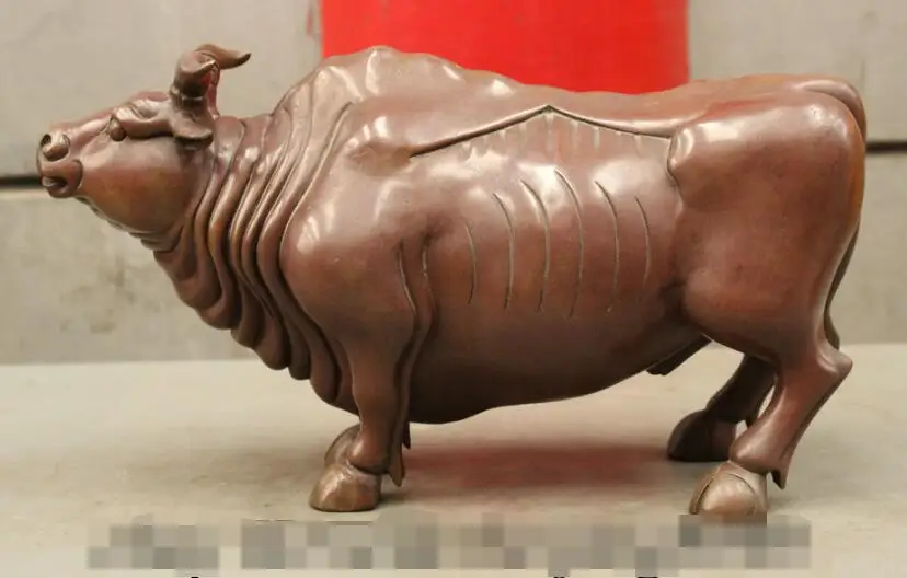 

S06995 14 Folk China Chinese Purple Bronze Copper Year Zodiac Wealth Bull Ox Statue discount 30% (C0324)
