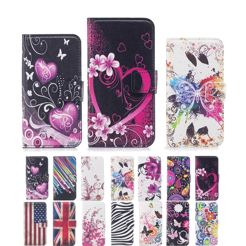 

Luxury Fashion Flip PU Leather Patterned Protection Cover Case For HTC One M4 M7 M8 Mini M9 Plus Anti-knock Painted Case Cover