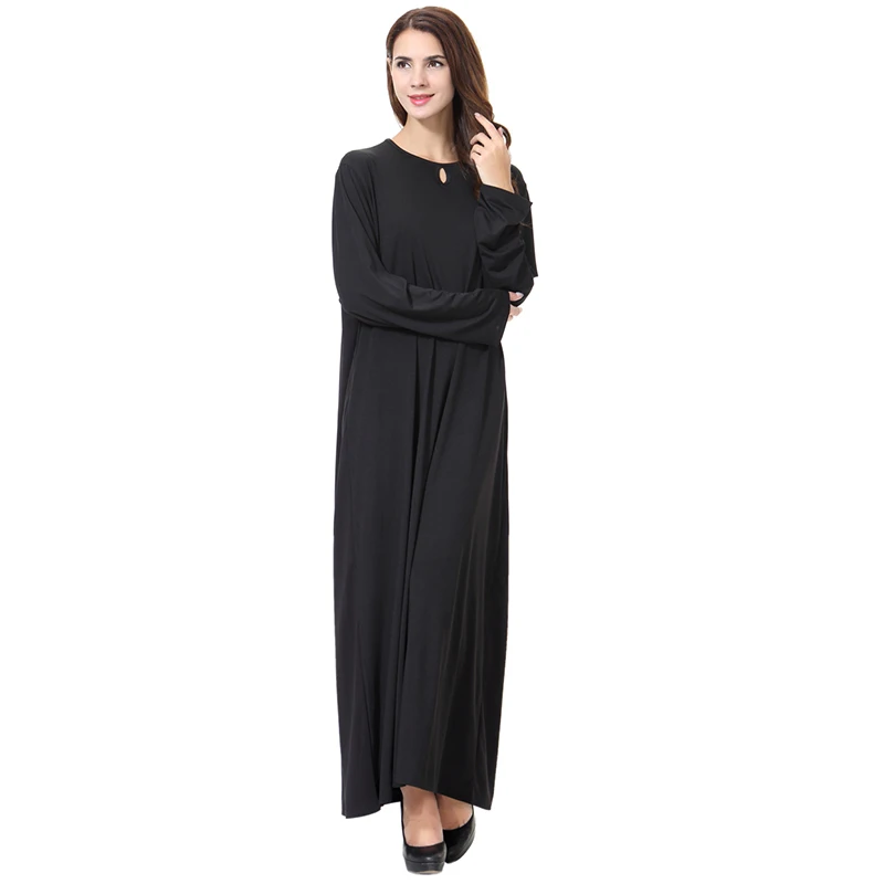 Vintage Women Muslim Abaya O Neck Long Sleeve Patchwork Polyester Elastic Muslim...