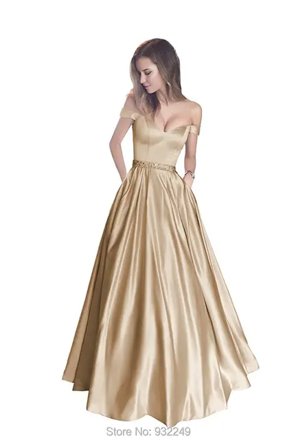 Gold Satin Formal Dresses
