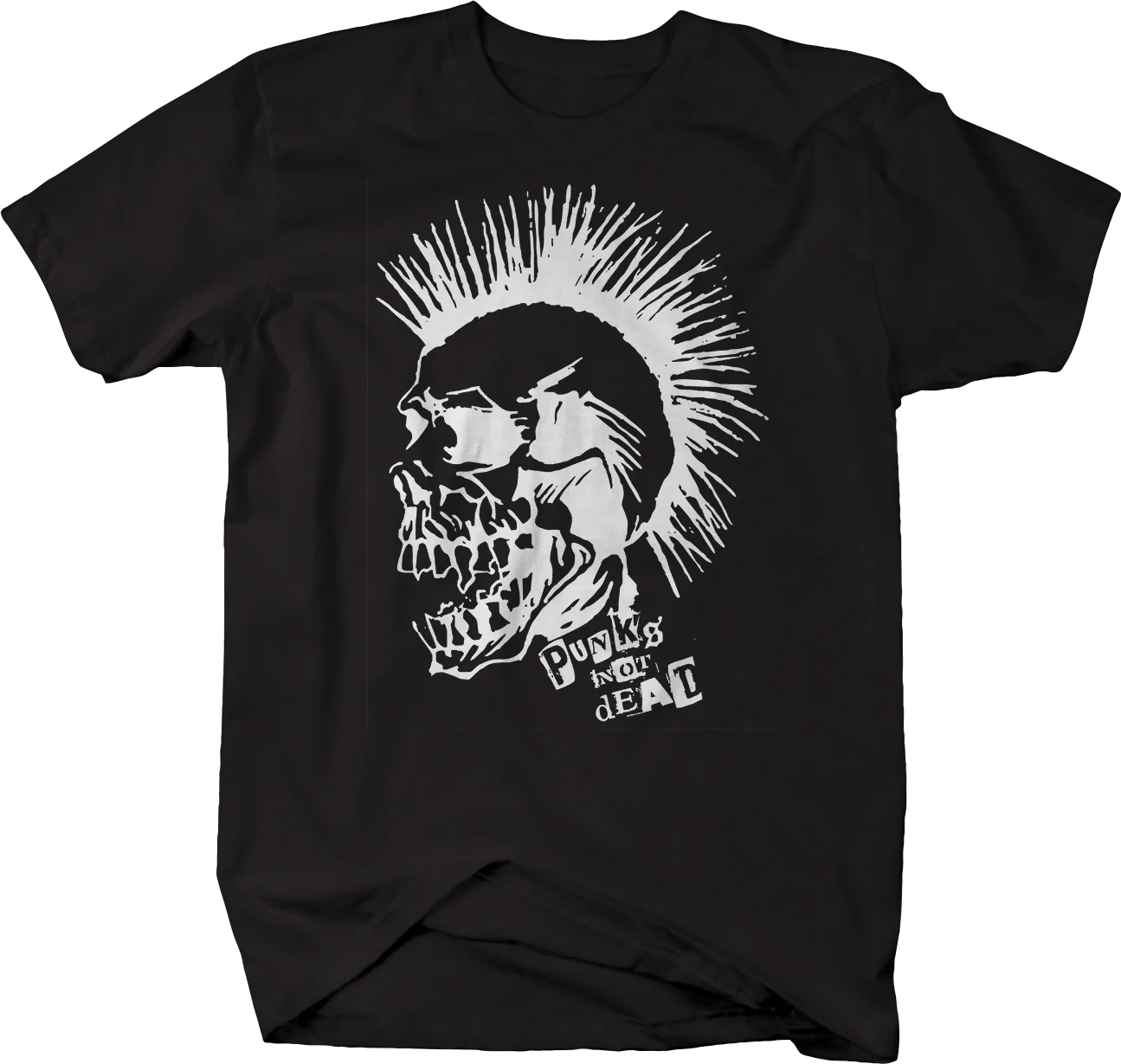 

Punks Not Dead Skull Mohawk Metal Tshirt Cool Short Sleeve T Shirt Men