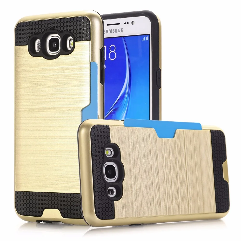 

for Samsung Galaxy J7 2016 Case Armor Silicone Cover Card Slot Shell Shockproof Hybrid Hard Case for Samsung J7 2016 J710FN