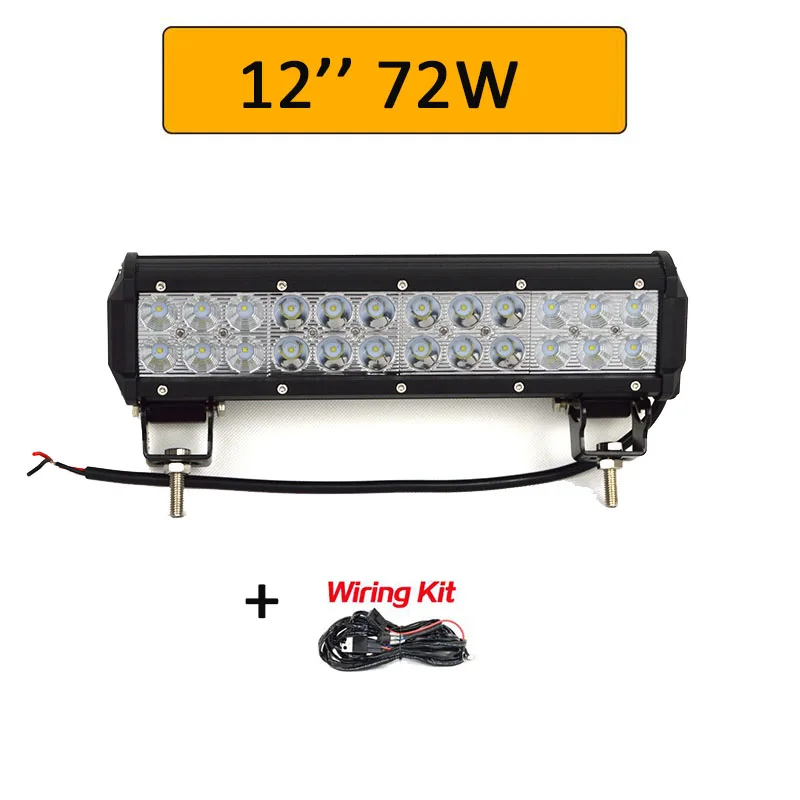 Auxtings 1" 17" 2" 23" 2" 36" 4" 12 Вт 144 Вт дюймовый внедорожный светодиодный светильник 12 в 24 В светодиодный рабочий светильник для Jeep 4WD грузовик 4x4 внедорожник - Цвет: 12in 72W wiring