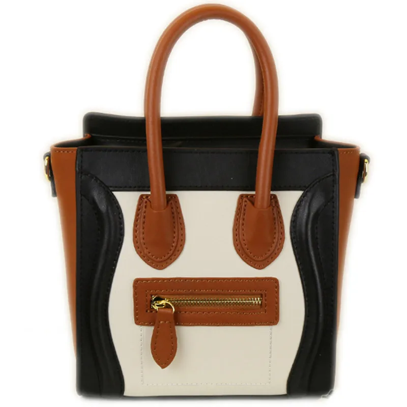 Women leather handbags Messager Bag Tricolor Nano Luggage Tote Bag Smile Face Lady Purse Cross Boday Handbag
