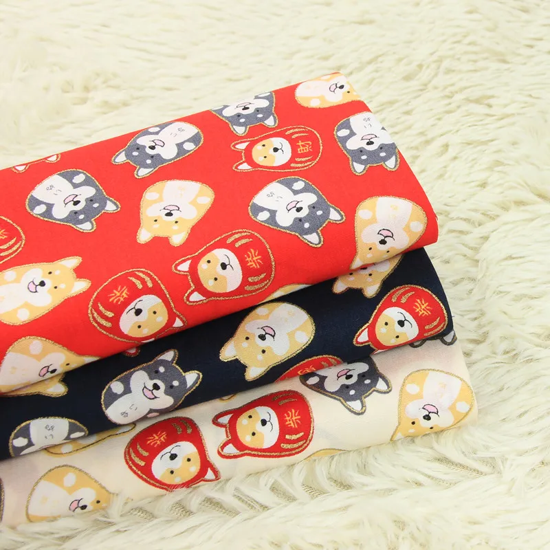 Half yard thin cotton fabric with cartoon soft breeze dog gilt print handmade patchwork bag garment cloth 100% B45 | Дом и сад