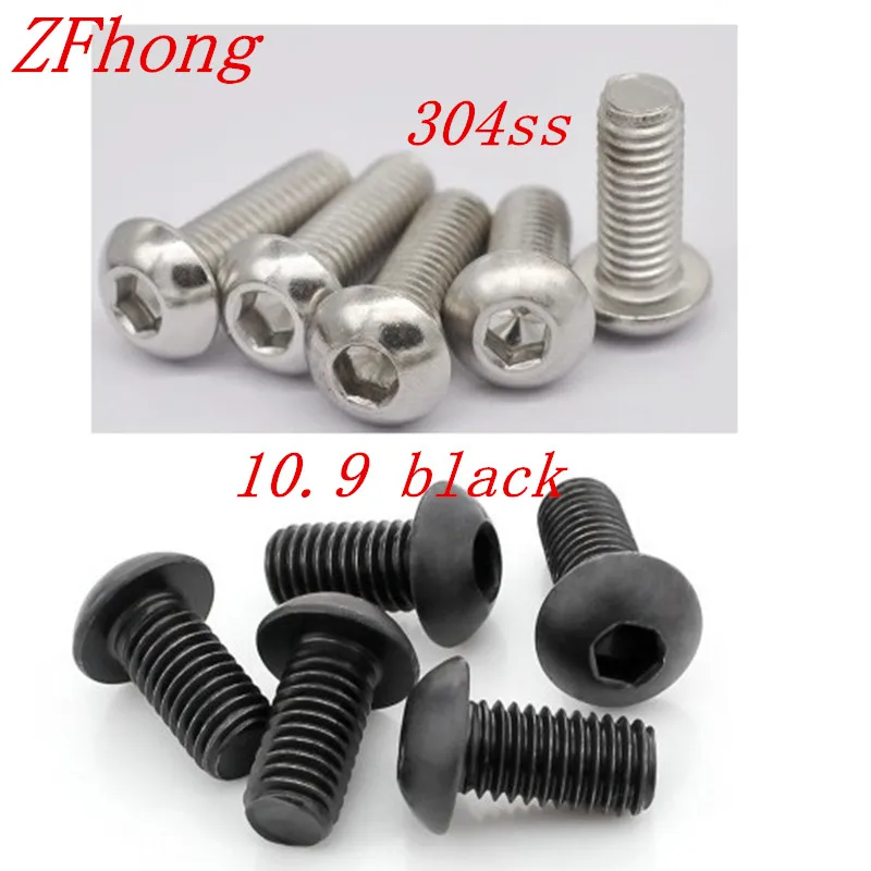 

5-50PCS Allen Key Head iso7380 M2 M2.5 M3 M4 M5 M6 Stainless steel 304 or 10.9 black hex socket button head machine screw