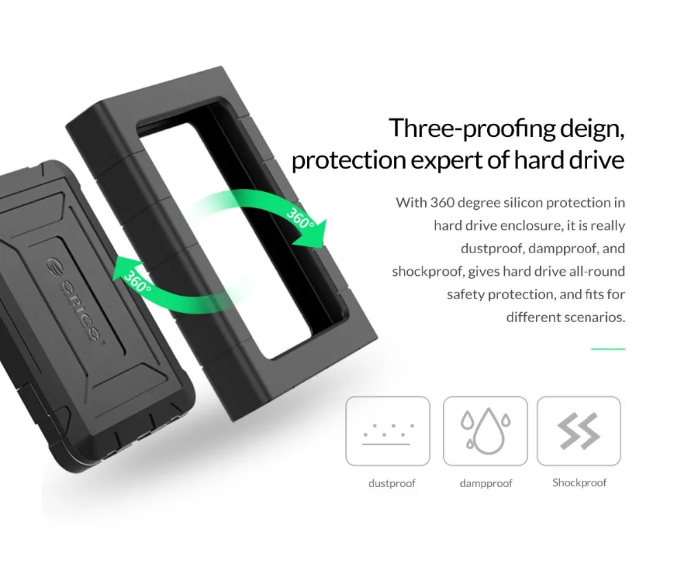 Koop Orico Hdd Case 2.5 Inch Sata Naar Usb 3.1 Gen2 Schokbestendig Vochtbestendig Stofdicht Type C Harde Schijf Box Externe hdd Behuizing
