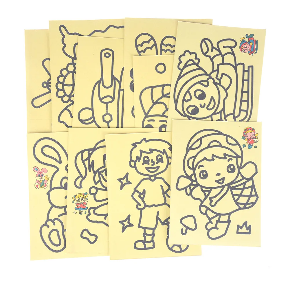 10 шт./лот детская ручная работа картина Бумага Ремесло доска для рисования наборы BubbleSand песок Рисование Искусство Дети DIY песок живопись игрушка