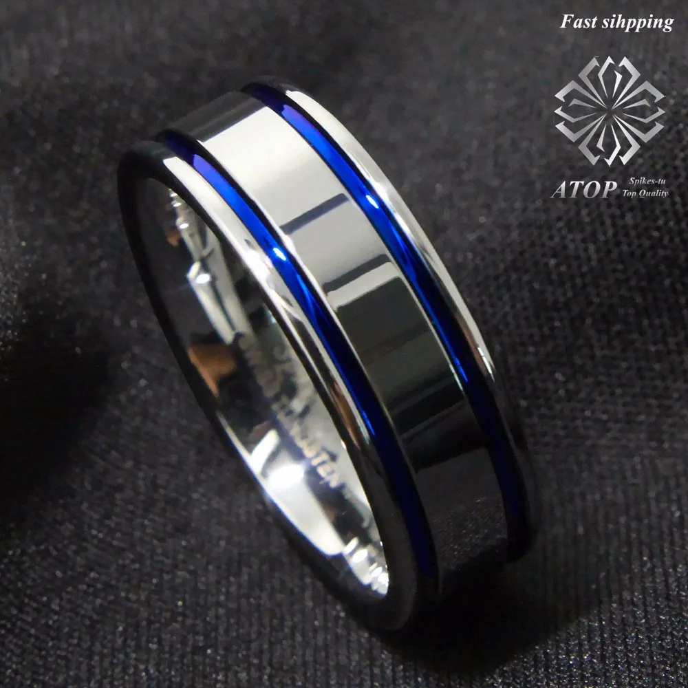 8 мм мужское кольцо из карбида вольфрама с двойной синей полосой обручальное кольцо удобная посадка