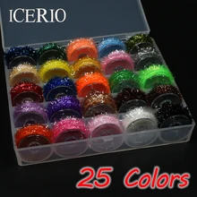 ICERIO 25 цветов 5 м/катушка для завязывания мушек мишура синель материал для стримера приманки Кристалл Flash Dubbing волокно/Flex Hackle материал