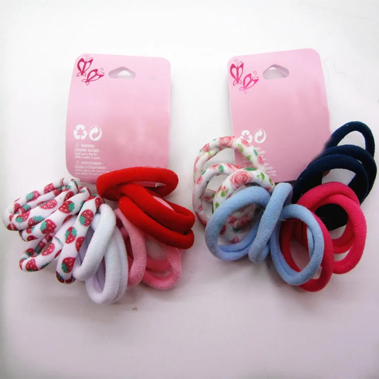 

Hot Sale 12Pcs/lot Girls print and solid color Elastic Hair Bands hair Rope Ponytail Holder For Women headwear hair accessories
