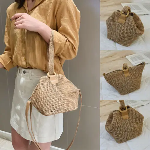 

Women Bohemian Woven Handbag Straw Rattan Wicker Sling Bag Beach Casual Clutch