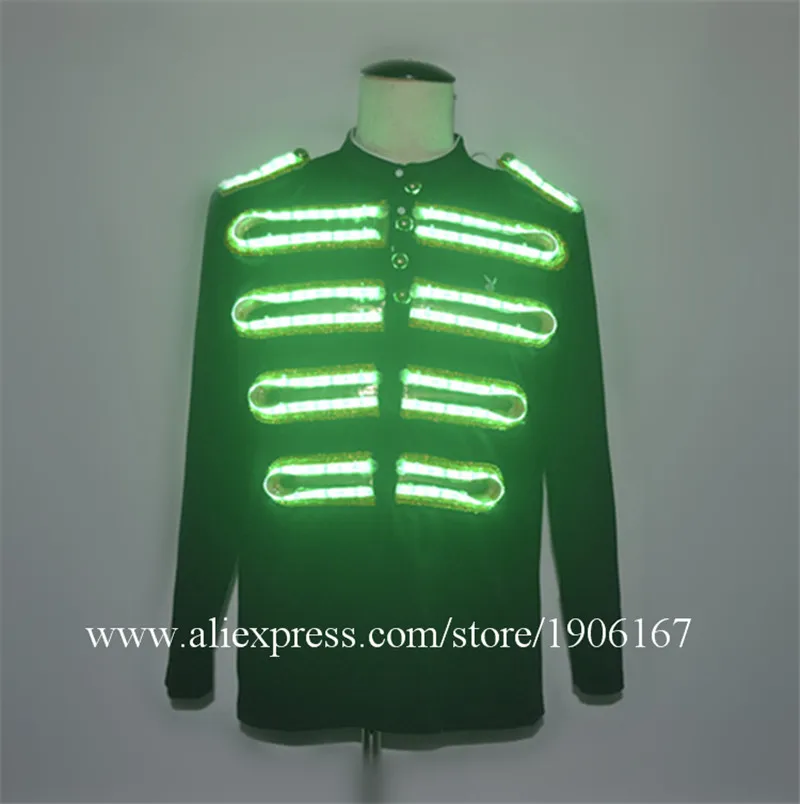  Robot men dance costumes led RGB light t-shirt long sleeves party wears colorful clothe luminous glowing coat dj outfits DS1
