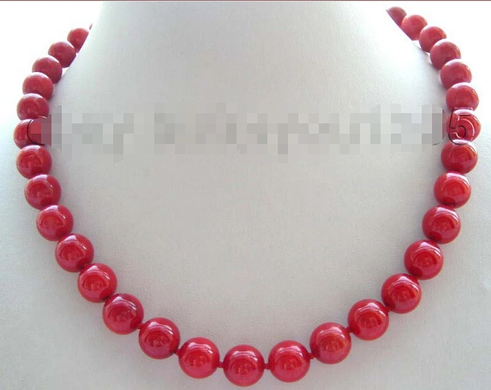 

FREE SHIPPING Natural 11mm Round Red Coral Necklace 14KGP!