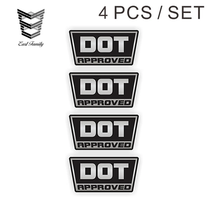 

EARLFAMILY 4 Pcs DOT Approved Motorcycle DIrt Bike Helmet Stickers Decals Labels D.O.T. 3D Styling Decorate