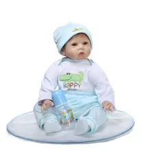 Fashion Newborn Babies 22 Inch 55 CM NPK Collection Reborn Baby Doll With Blue Clothes Realistic