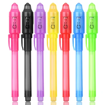 

2Pcs Hot sale Built in UV Light Magic Secret Message Gadget Check Money 2 In 1 Invisible Ink Pen Stationery Pens