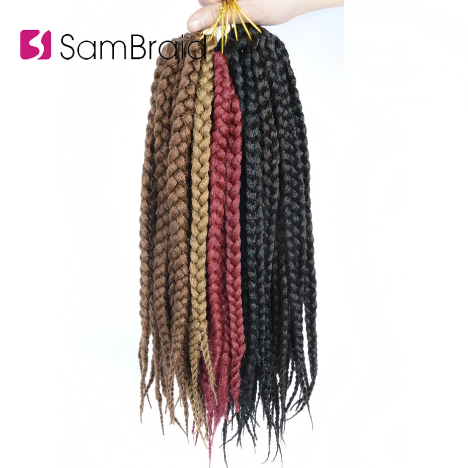 SAMBRAID коробка косички 1" 18" 2" крючком косички синтетические волосы 12 корней чистые цвета крючком косички наращивание волос 90-100 г