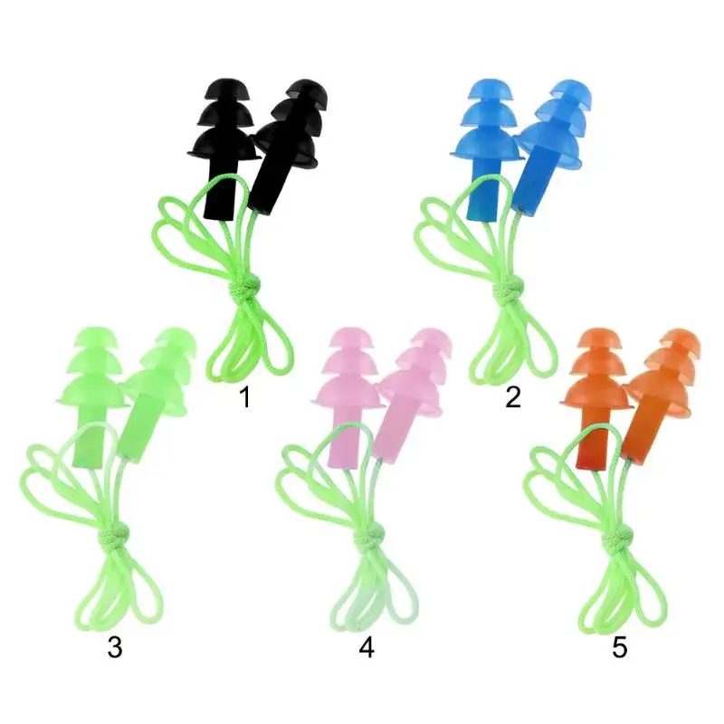 Silicone Soft Ear Plugs with Rope Earplugs Swimming Colorful Earplugs for Water Sports Swimming Accessories
