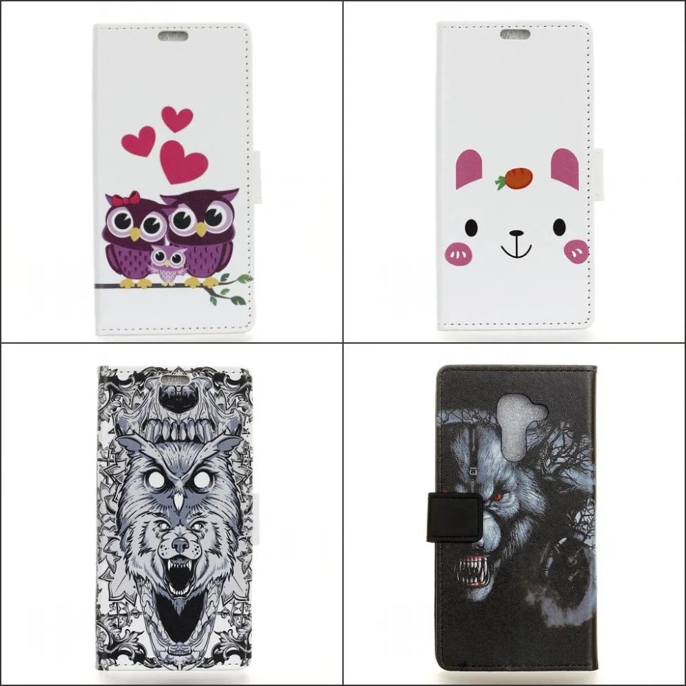 

Cartoon cute Owl Animal Wolf wallet with card Flip Cover PU Leather stand case for BlackBerry DTEK60 5.5 inch Funda DTEK 60