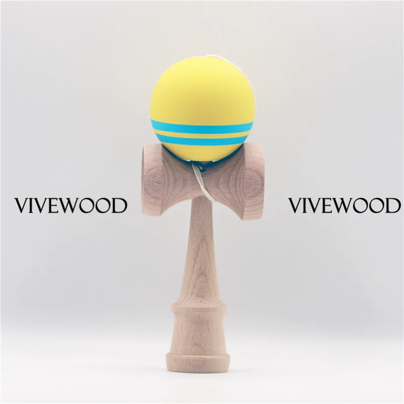 Резиновый полуспилок Kendama с 1 черной полосой 22 мм со Скосом, бук Кен 2,0, 18 см Kendama из натурального бука - Цвет: Yellow 2 Water Blue