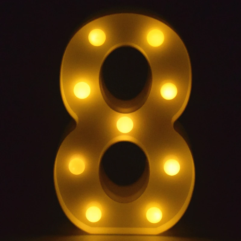 Светящиеся светодиодные буквы Ночной светильник Творческий 26 Английский алфавит числом 0-9 Батарея лампа Романтическая Свадебная вечеринка рождественские украшения
