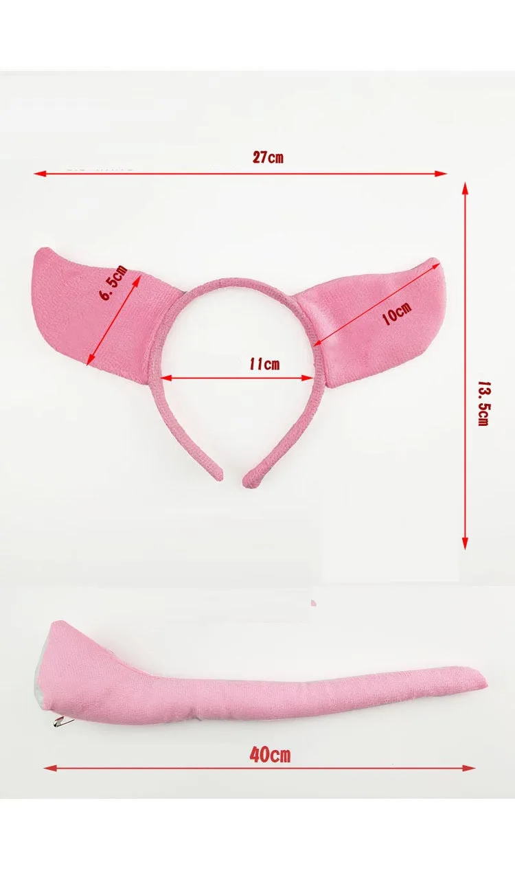 Pig Ears Headband Hairband Women Kid Animal Headband Cosplay Costume Tail Tie Paw Nose Props Halloween Christmas