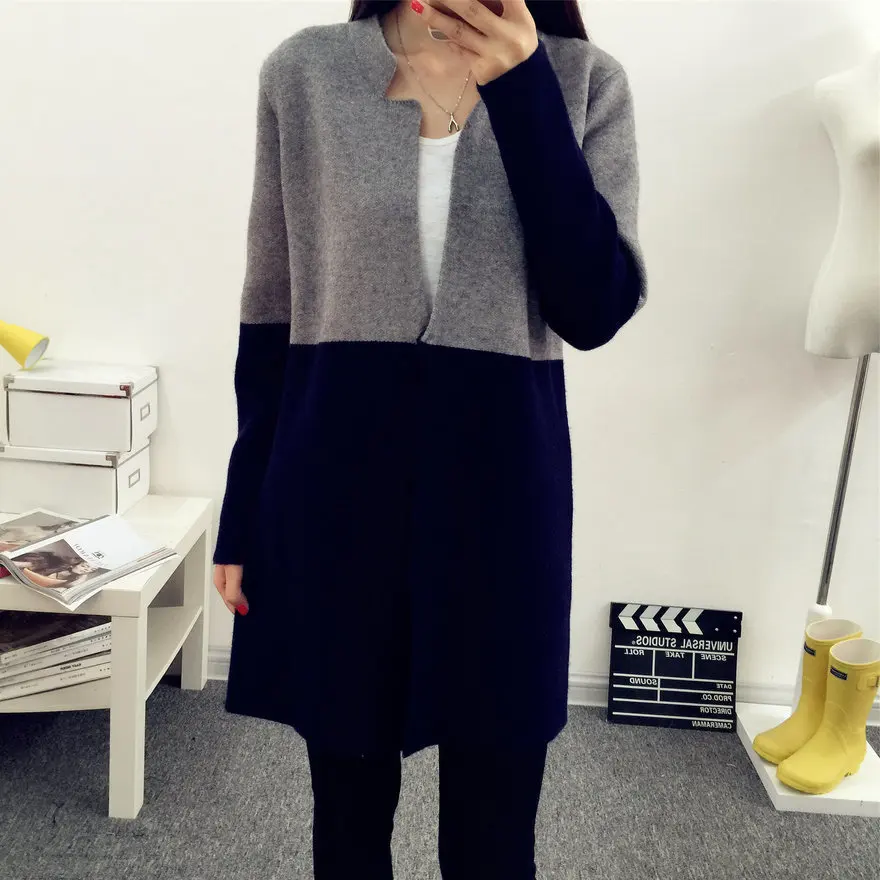 2018 Autumn Knitting Loose Women's Cardigans Patchwork Long Sleeve Simple jumper female cardigan Sweaters Korea Style Coats #Y5 HTB1O4qnCqSWBuNjSsrbq6y0mVXaC - 2018 Autumn Knitting Loose Women's Cardigans Patchwork Long Sleeve Simple jumper female cardigan Sweaters Korea Style Coats #Y5