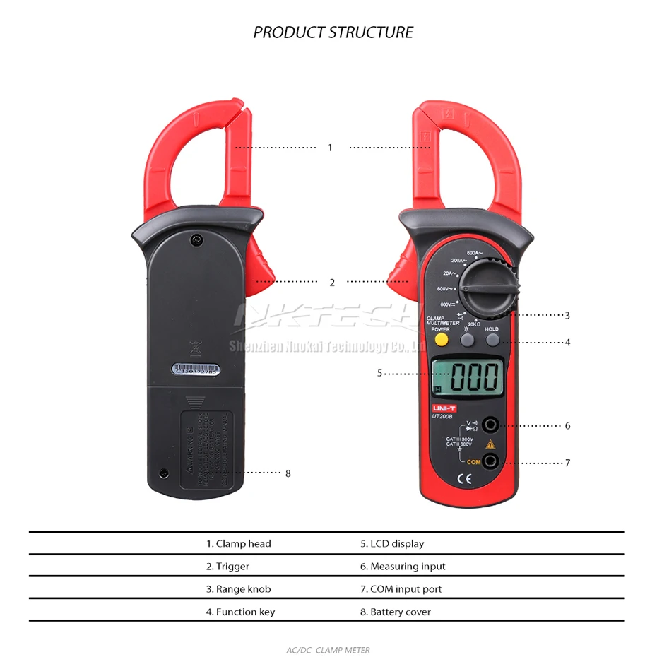 UNI-T цифровой клещи мультиметр UT200B UT200A ACA AC/DC Напряжение Вольтметр Сопротивление 600A Омметр Удержание данных диод тестер