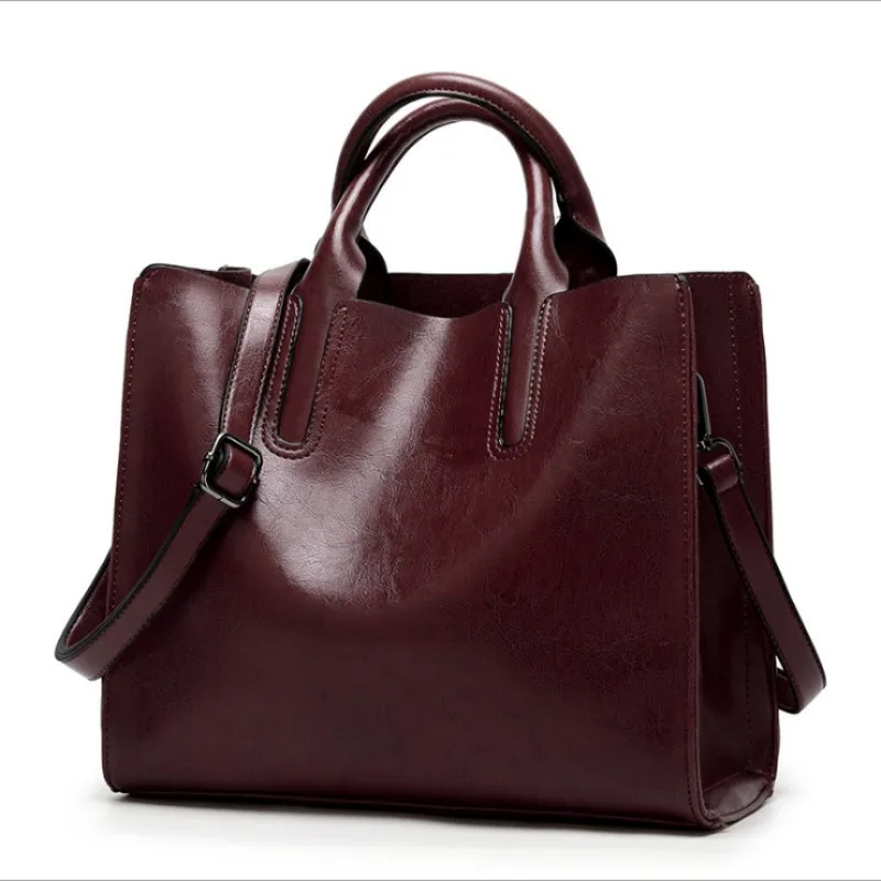 Женские сумки из натуральной кожи, новинка, сумки через плечо, простые сумки, портфель, сумка через плечо - Цвет: Шоколад