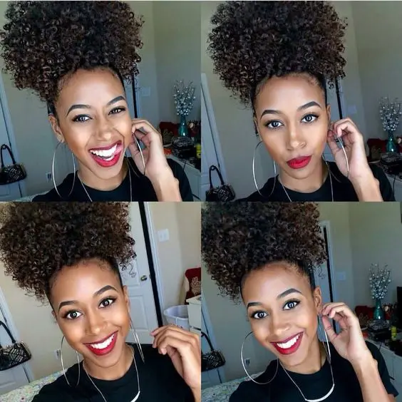 Women Hair Extensions Afro Kinky Curly Hair Ponytail Hairpiece