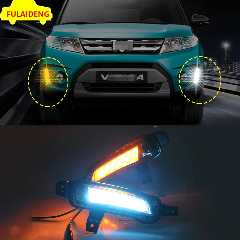 2pcs For Suzuki Vitara 2015 2018 LED Daytime Running Light Switchback