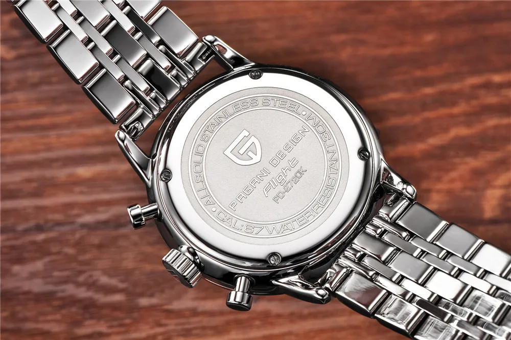 PAGANI DESIGN Sport Top Brand Quartz Luxury zegarek meski Stainless Steel Strap Waterproof Chronograph Black Dial reloj hombre