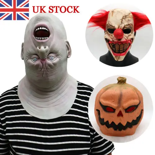

UK Deluxe Novelty Halloween Scary Costume Party Props Latex Pumpkin Head Mask