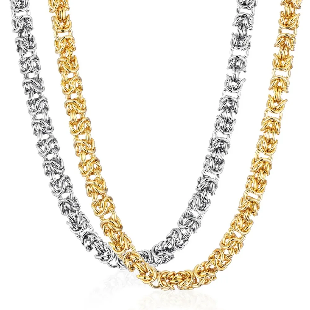 Gold Silver Color Stainless Steel Chain Necklace for Men Layered Metal